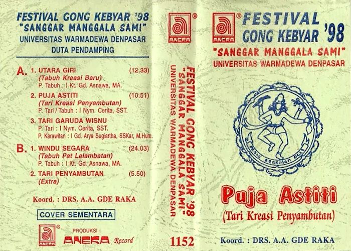 Festival Gong Kebyar '98 - Sanggar Manggala Sami - Universitas Warmadewa Denpasar Duta Pendamping - Koord.: Drs. A.A. Gde Raka